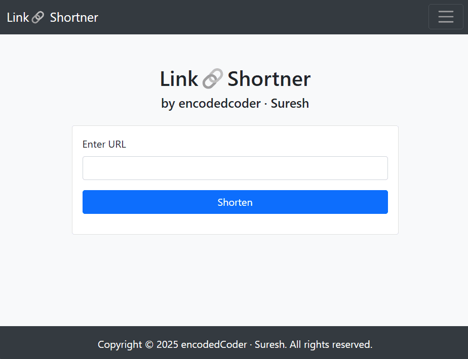 Link Shortener - A link shortener application that allows users to shorten long URLs for easier sharing and tracking.