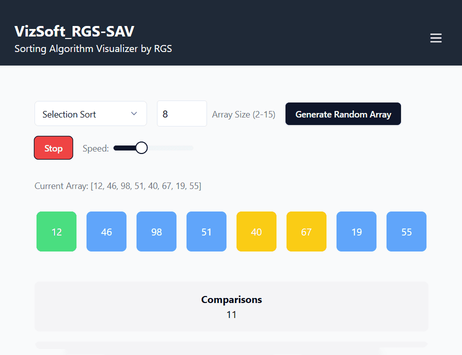 Sorting Algorithm Visualizer - A tool to visualize sorting algorithms, helping users understand how different algorithms work.